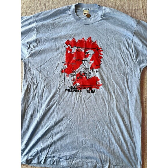 Vintage Yellowstone Wildfires Shirt Mens 2XL 1988 Screen Stars 80s 50/50